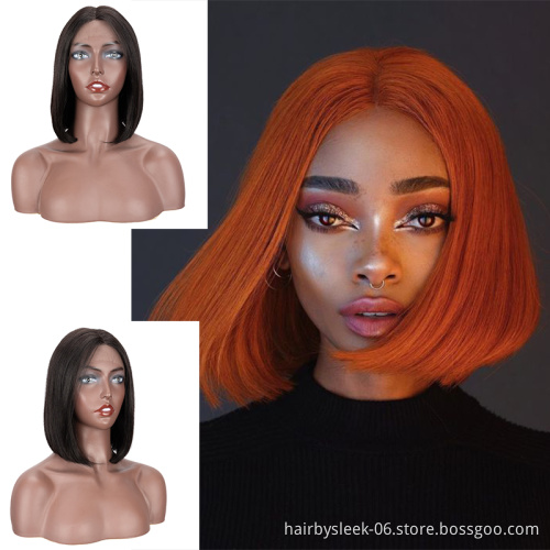 Rebecca fashion 10 inches Short Bob For Black Women With Middle Part  Brazilian Straight Hair Lace Front Wig Human Hair Wigs